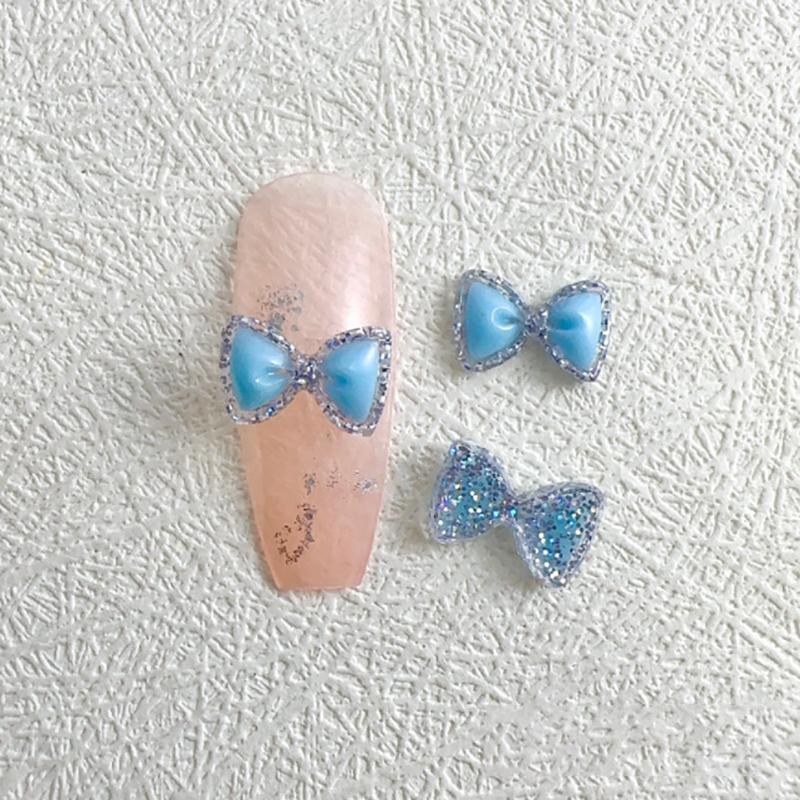 30 Pcs/Bag Luminous Super Flash 3D Bow Nail Art Jewelry Cute Bow Nails Decoration  Design Diy Resin Nails Art Accessories