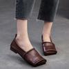 Fashion 2025 Autumn New  Leather Square Toe Flat Loafers Retro Soft Sole Comfortable Women's Slip-on Shoes