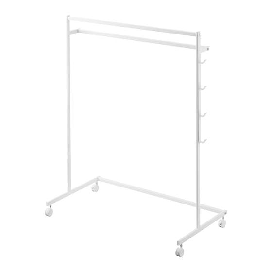 Yamazaki Jitsugyo Increased Storage Capacity Hanger Rack 2 Tiers White W78.4 X D42 X H96.2cm (Including Casters) Tower Closet with Casters 1435