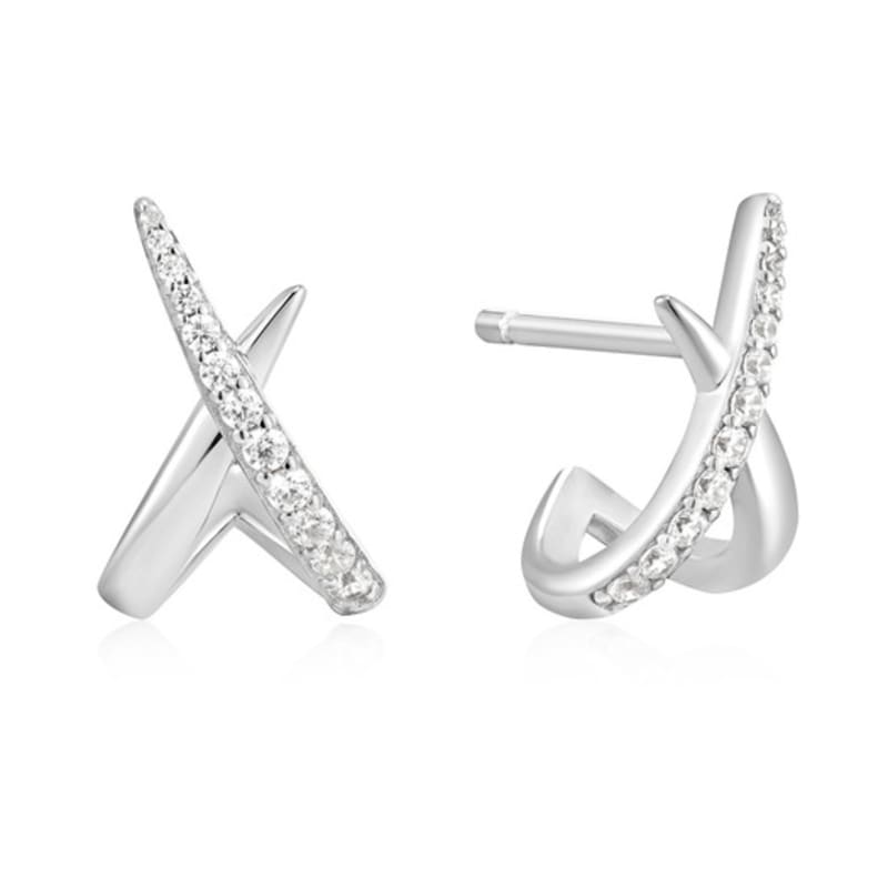 ANIA HAIE Kiss Twist Pave 925 Silver Stud Earrings E057-03H