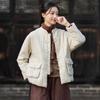 Johnature Women Vintage Warm Stand Long Sleeve Coats Solid Color Button Winter Pockets Coats