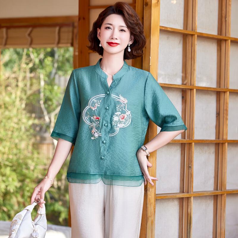 Hongdou New Chinese Style Spring Shirt Set for Middle-Aged Women