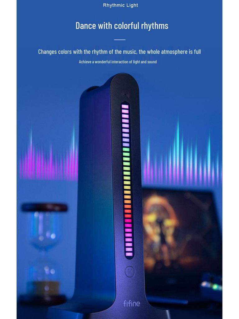 Fifine RGB Gaming Headset with USB Stand & Voice-activated Light