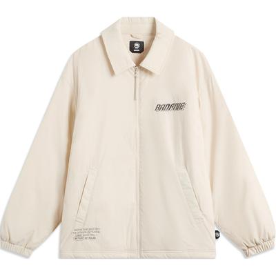 Li Ning Badfive Comfortable Casual Simple Zipper Letter Print Polo Loose Fleece Jacket Men Jackets Rock-White Gray AFDU503-4
