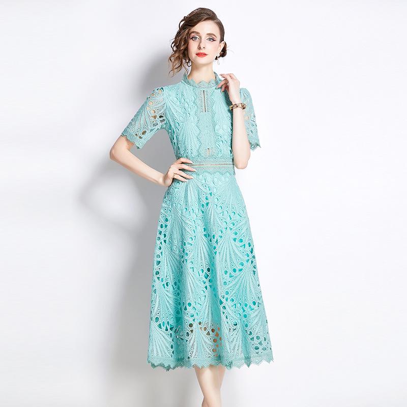 Noblewoman Lace Summer Dress: Elegant Crochet Embroidery for a Lady-like Temperament