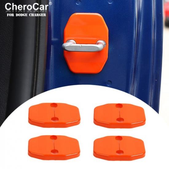 4X Door Lock Latch Buckle Protector Trim For Dodge Charger/Durango 11-20 Orange