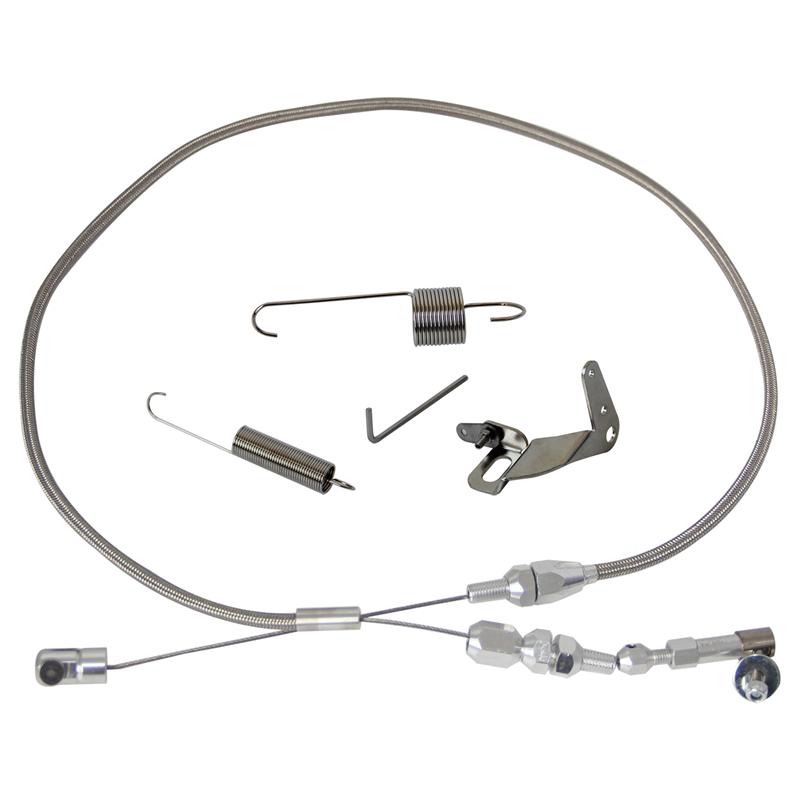 Stainless Steel Universal 24"/36'' Throttle Gas Cable & Spring Set Street Hot Rod Performance For Ford Chevy Silver