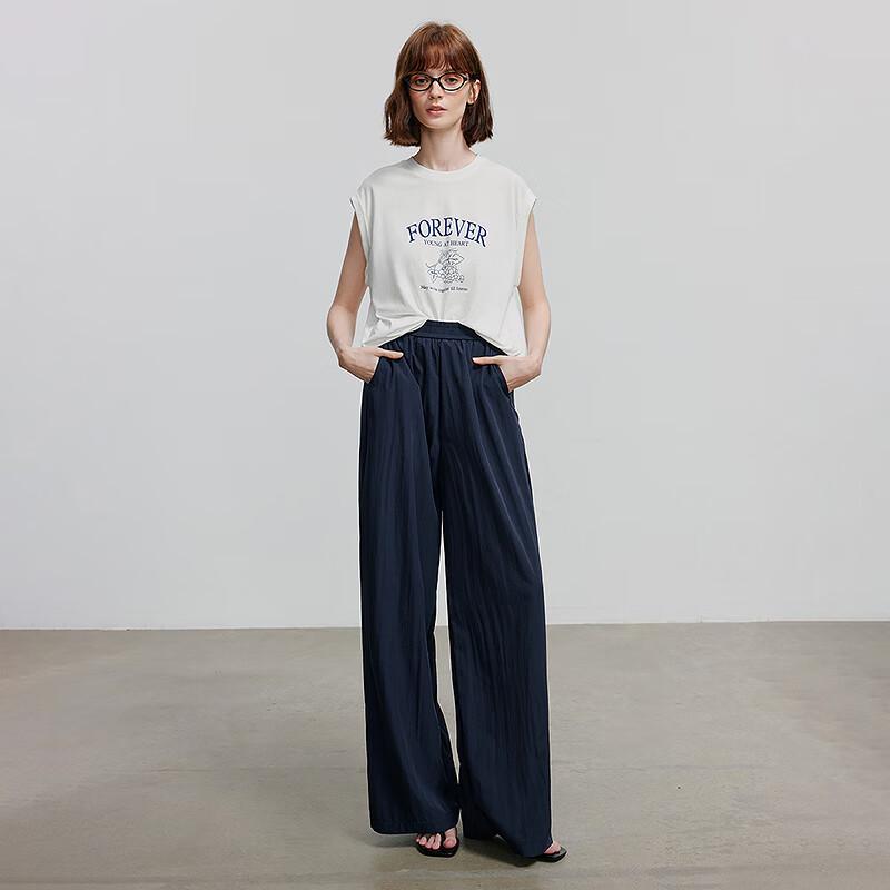 Chuyu Women's Relaxed Antibacterial Cotton T-shirt & Wide-Leg Pants Set