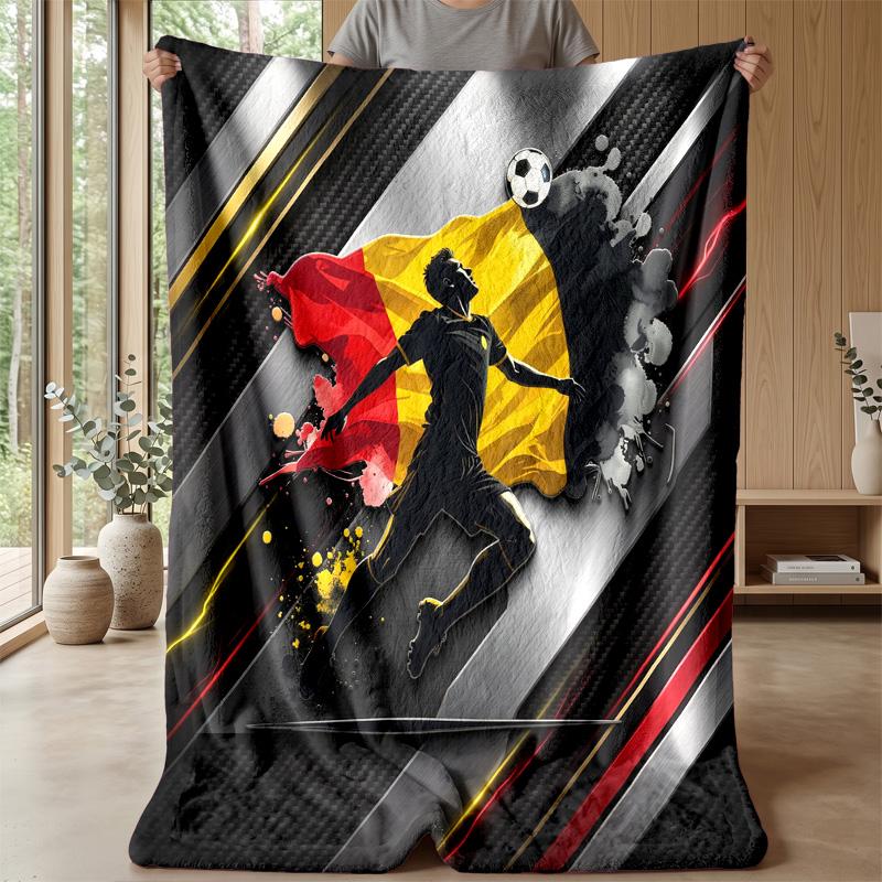 Belgium Football Printed Flannel Blanket Skin Friendly Warm Decorative Throw for Indoor Couch Bed Daily Use