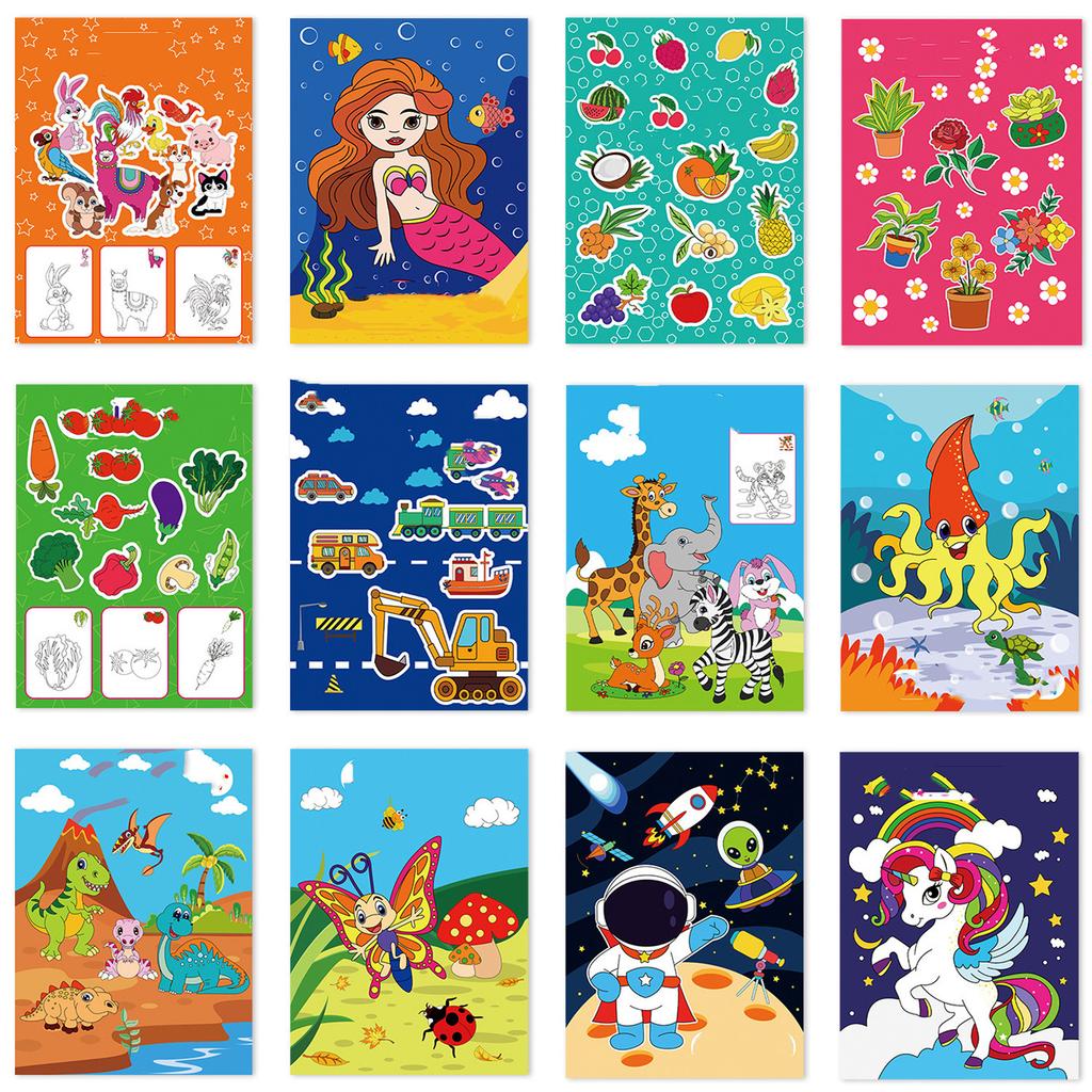 12Pcs/Set Children's Graffiti Drawing Coloring Book for 3-5Year Baby Learn To Draw Early Educational Interactive Preschool Toys