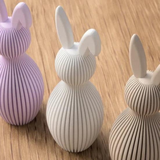 Hase Figur 3D Gedruckt Gerippte Textur Kaninchen Statue mit Gefaltetem Ohr Design für Zuhause Tischplatte Bücherregal Dekoration