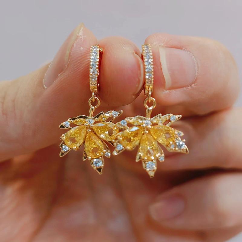 Gelbe Ahornblatt-Ohrringe für Frauen, 2023, neue Mode, Hochzeit, Verlobung, Party, Schmuck, Zubehör