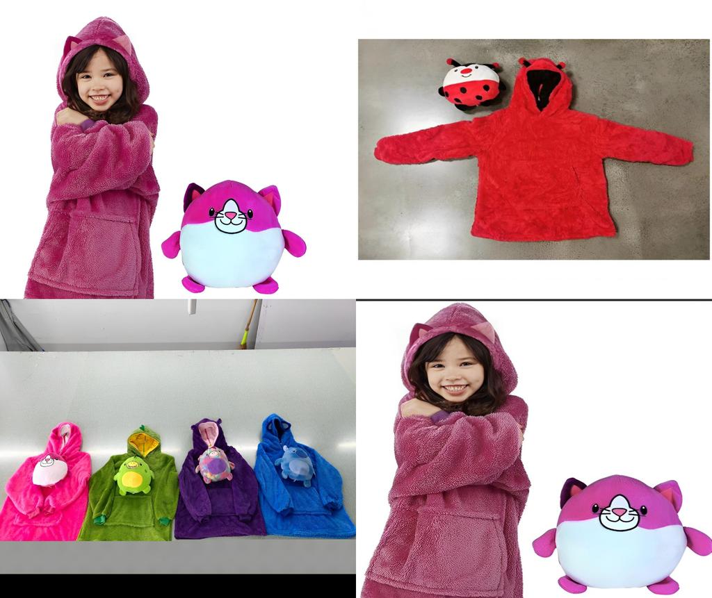 Huggle Pets Hoodie Cute Stuffed Animal Character Oversized Blanket