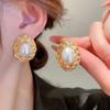 Silver needle metal pearl earrings retro personality earrings court fashion temperament new stud earrings