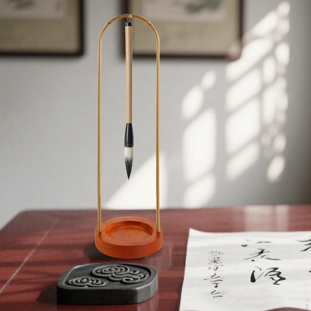 Brush Holder for Calligraphy Pens with Wooden Base Study Space
