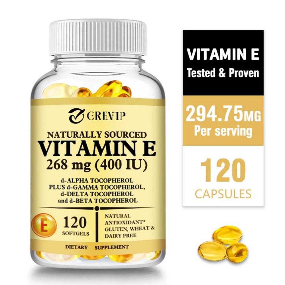 Naturally Derived Vitamin E - D-Alpha Tocopherol Antioxidant Immune Support 1 pcs 60 Tablets