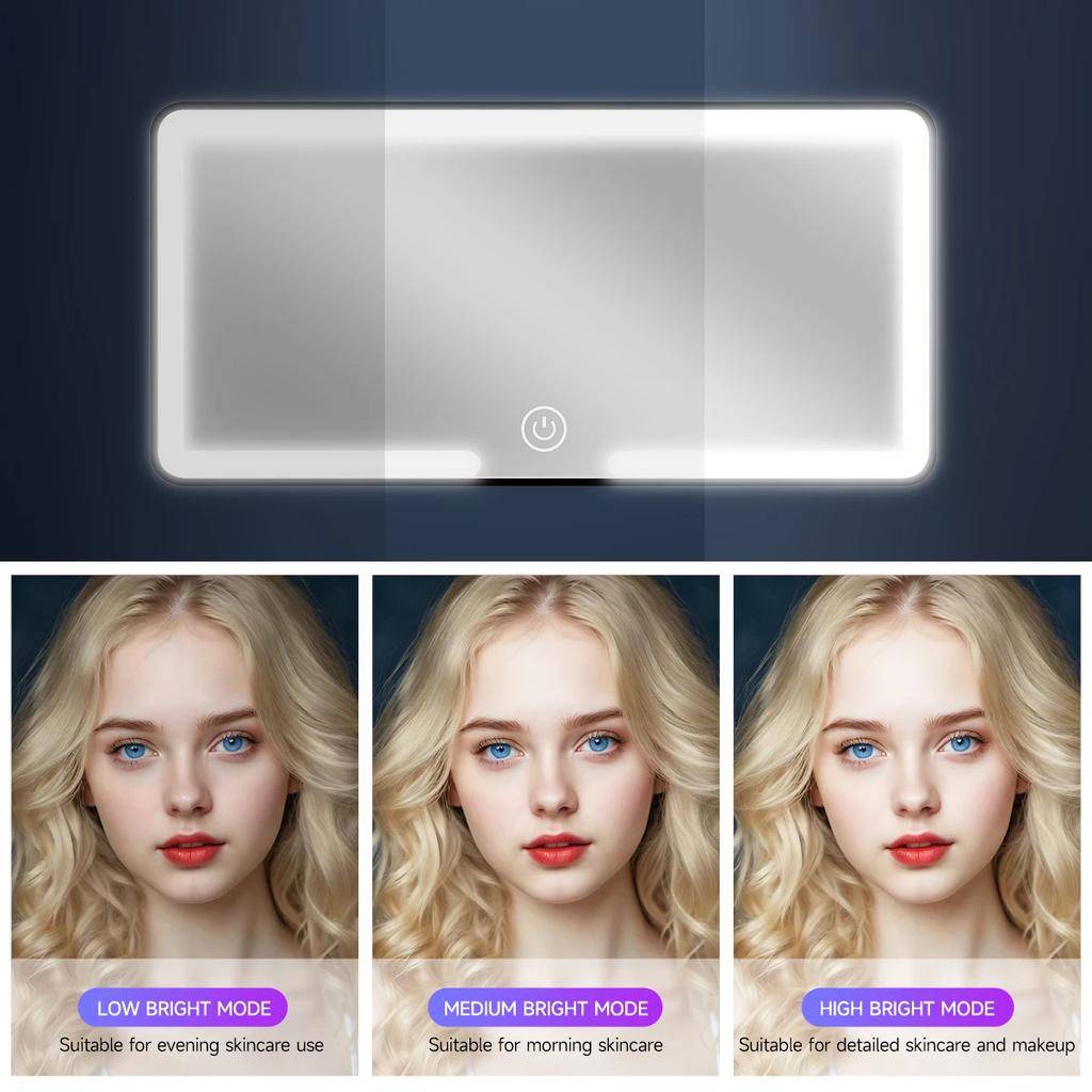 LED Car Sun Visor Vanity Mirror with Lights 3 Light Modes Rechargeable Dimmable Touch Control Travel Makeup Mirror Girl's Gift Interior Mirrors6