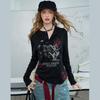 Women's Minimalist Letter Print Cotton Long-Sleeve T-Shirt