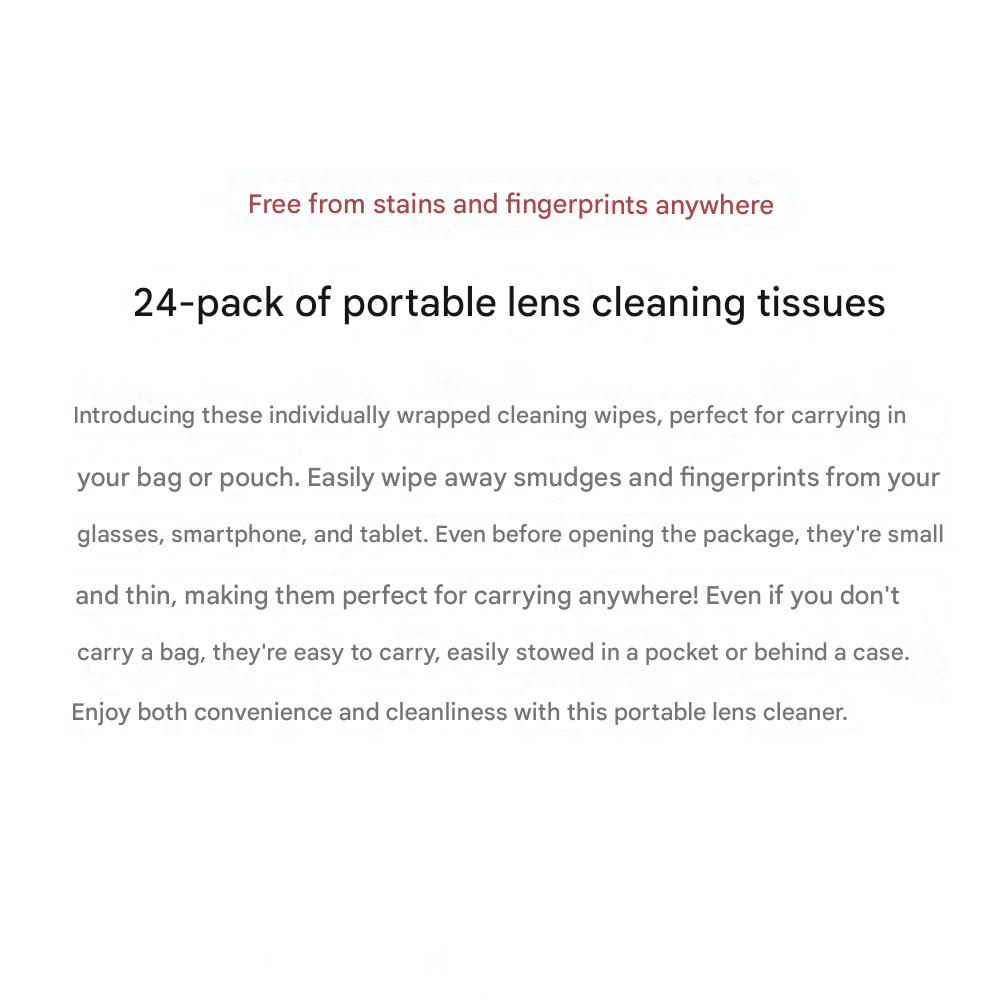 24-pack of Portable Lens Cleaning Tissues (12 X 14 Cm, 4.72" X 5.51")