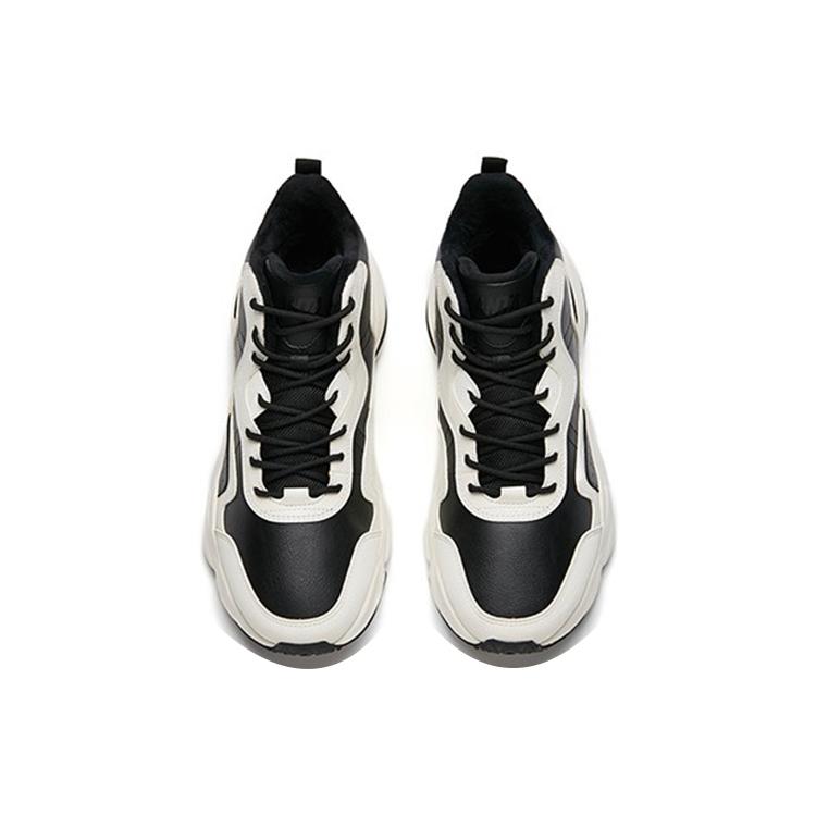 New Anta Life Collection Anti Slip And Wear Resistant Warm Mid Top Sports Casual Shoes White Black 112148984-1