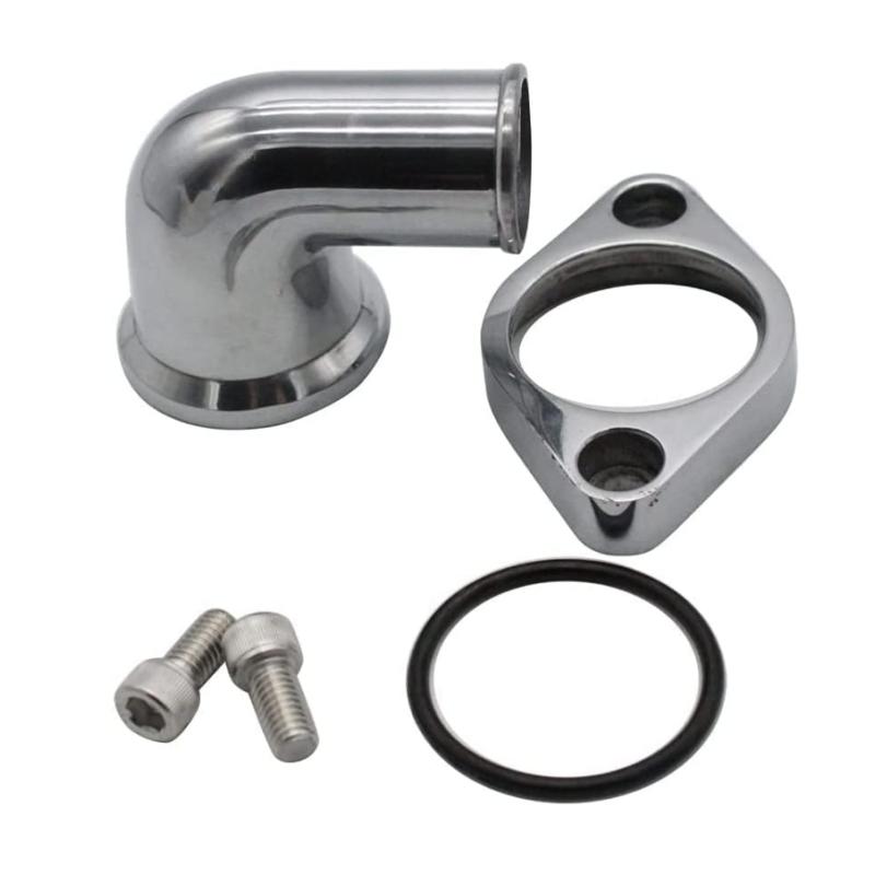 15°/45°/90° Swivel Polished Water Neck Thermostat Housing for Chevrolet SBC BBC 283 302 305 327 350 383 396 427 454 502 Silver