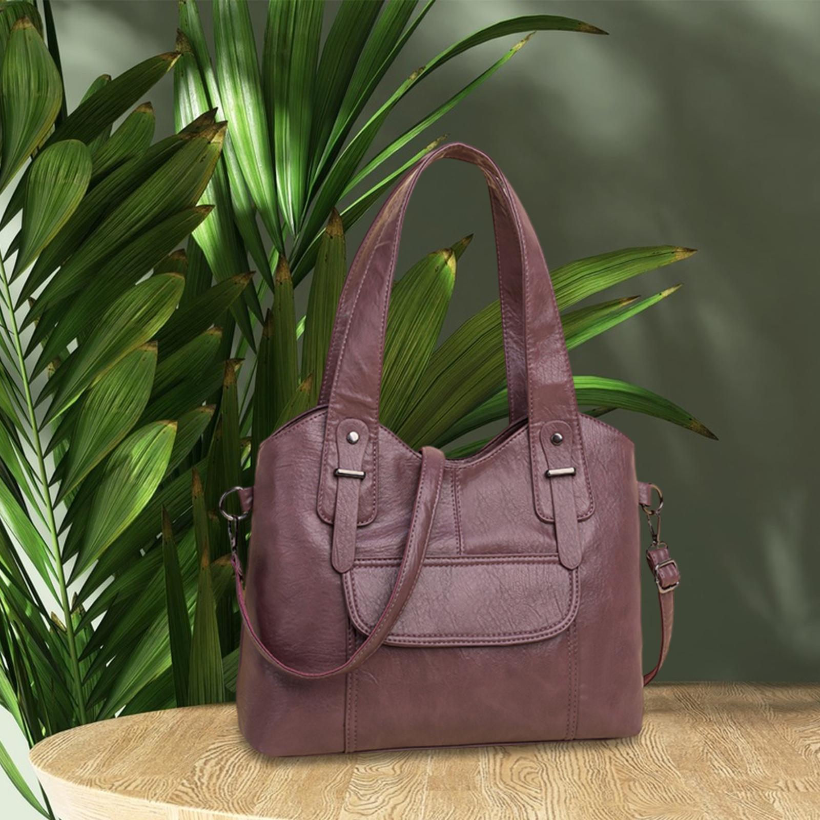 

Shoulder Bag PU Leather Hobo Large Capacity Tote Bag for Women for Shopping фиолетовый