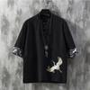 Summer Chinese Style Linen Short-sleeved T-shirt Men's Trend Youth Five-point Sleeve Thin Men's Cotton and Linen Bottoming Shirt