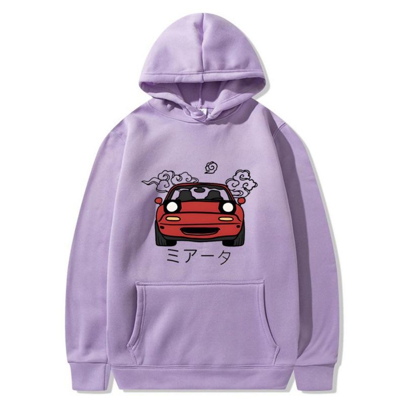 

Japanese cartoon car peripheral head text D casual loose sweatshirt hoodie pullover sweater XXXL лавандовий