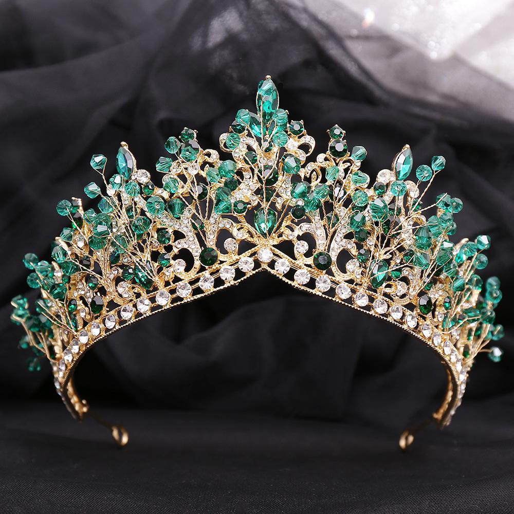 New Style Hand-set Rhinestone Bridal Crown Alloy Multi-color Beaded Princess Wedding Jewelry