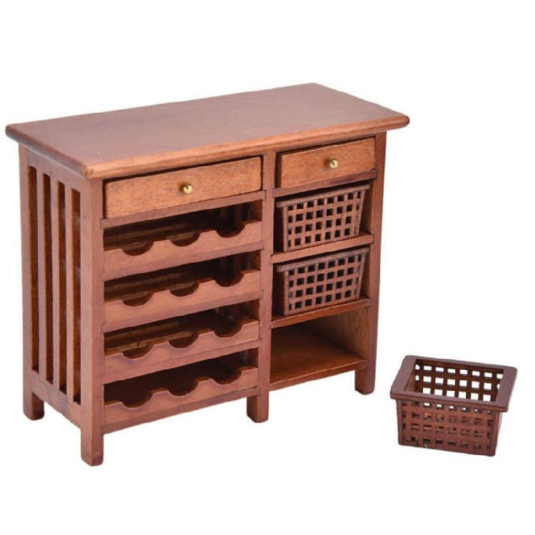 Wooden Wine Storage Cabinet For Model Doll House Kitchen Scene Arrangement 1/12 Miniature Furniture Display Accessory