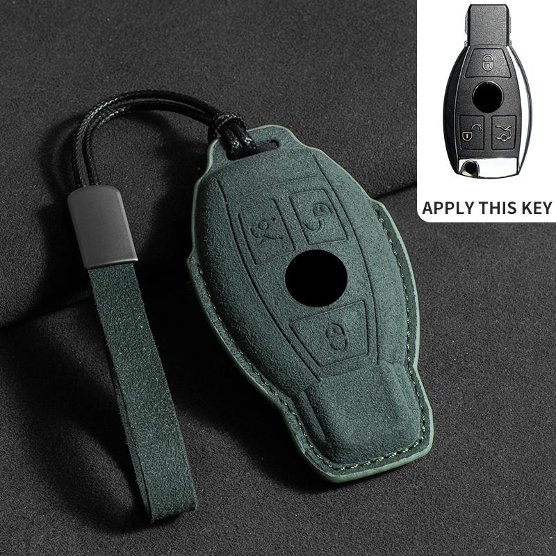 Suede Car Key Case Cover Shell for Mercedes Benz A C E S G Class W177 W205 W213 W222 X167 Amg Glc Cle Cla Glb Gls Car Key Bag