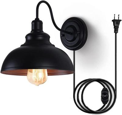 Retro nástěnné světlo Lightess, typ do zásuvky, stmívatelné, severský styl, průmyslové nástěnné svítidlo, nevyžaduje instalaci, se spínačem,