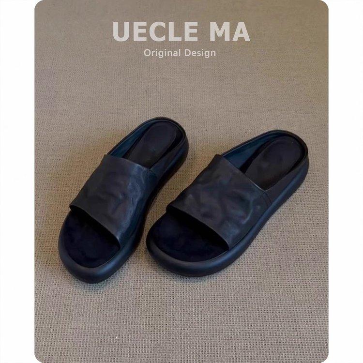 

Sheepskin version~ thick-soled slippers for women s outer wear 2025 new high-end huge beauty versatile summer with skirt cool slippers 35