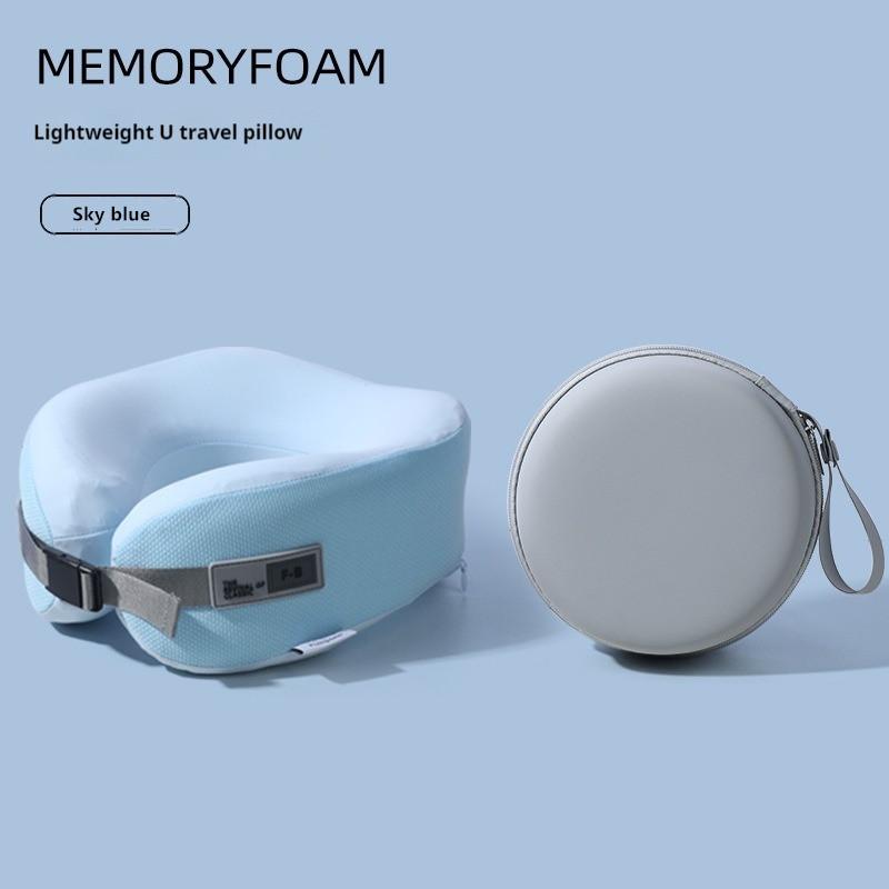 Travel Neck Pillow Memory Foam Pillow for Airplane Car Office Supportive Cervical Neck Rest with Washable Cover