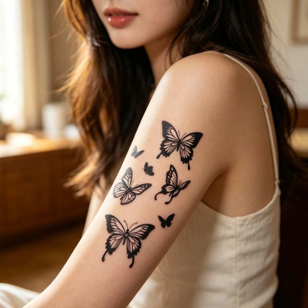 Transfer Tattoos Butterfly Tattoos Sweat Proof Sketch Tattoo Stickers Body Stickers For Women Men