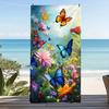 Butterflies and Flowers Beach Towel, Romantic Botanical Art Quick-Dry Sand-Free Microfiber Bath Towels for Yoga, Swim and Travel