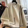 French Style Solid Color Extra-large Design Sense Round Neck Sweater Women's New Loose Fashion Casual Top In Spring and Autumn
