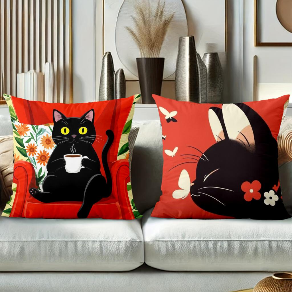 Cute Cat Pattern Throw Pillows For Home Decor Polyester pillowcase, sofa decorative cushion cov Headboard Pillow