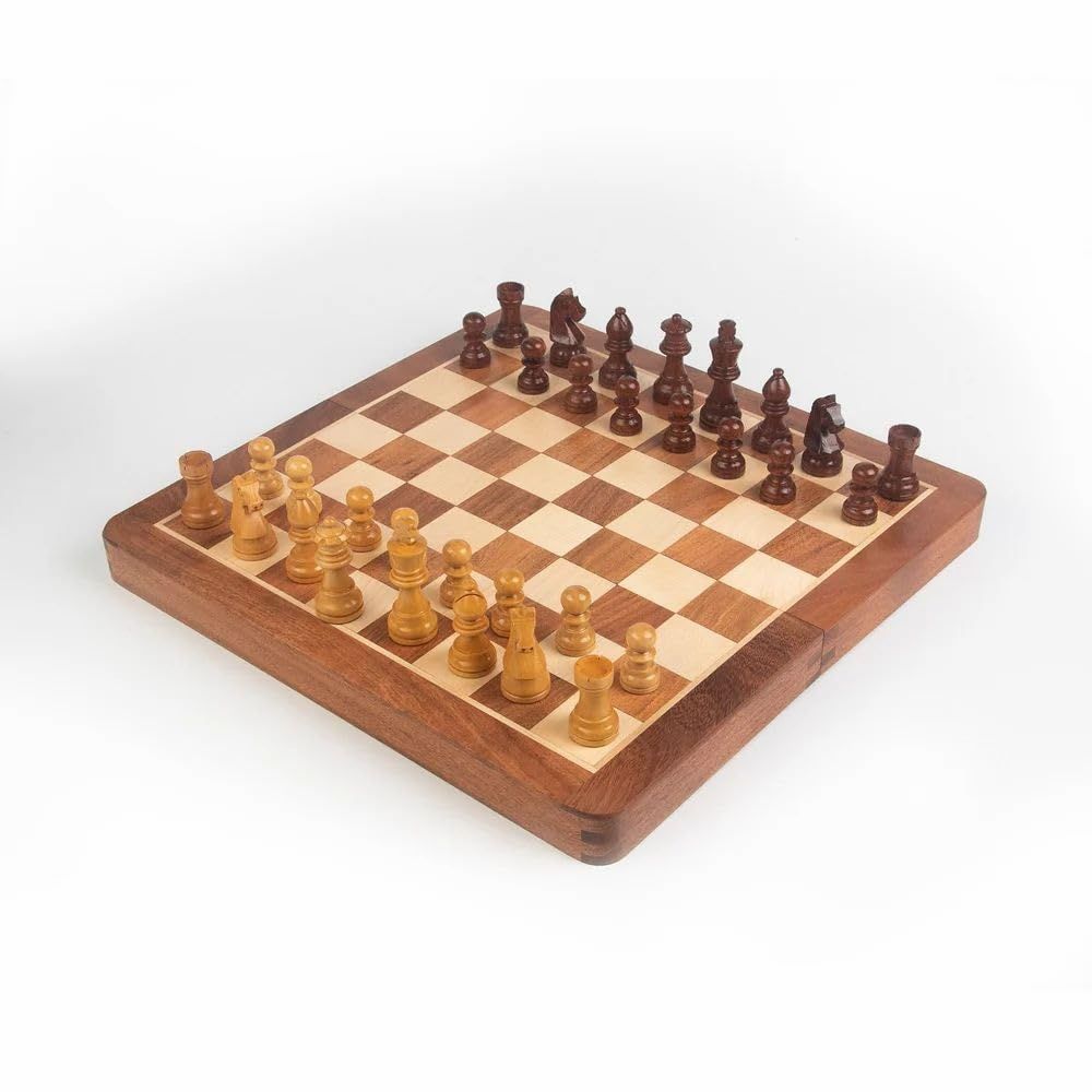 Magnetisches Schachbrett Lernspielzeug Reiseschachset mit klappbarem Brett für Kinder und Erwachsene Drinnen Draußen Lern-Reisespielzeug Holzfarbe