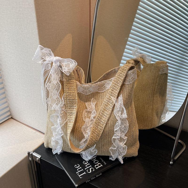 Large Capacity Woven Straw Bag Women's Summer New Casual Shoulder Bag Seaside Vacation Wind Beach Bag