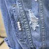 Embroidery Denim Short Jacket Female Spring Autumn Applique Diamond Holes Coat Loose Tops Student Jean Outerwear Jackets