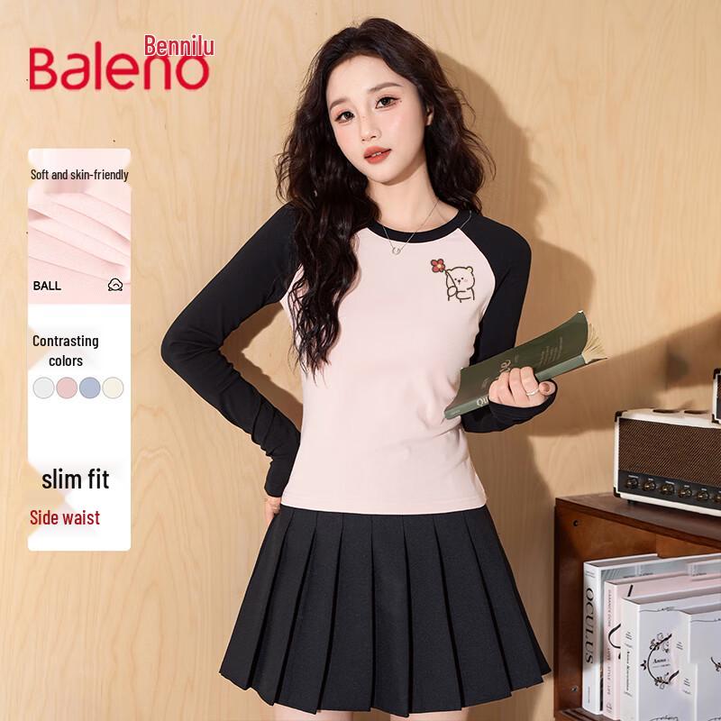 Baleno Women s Slim-Fit Color-Block Long Sleeve T-Shirt M