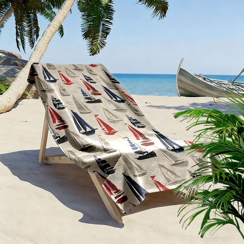 Sailing Dreams On Waves Print Beach Towel, Quick Drying, Suitable for Travel, Outdoor Sports, Jogging, the Beach and Swimming, Gift