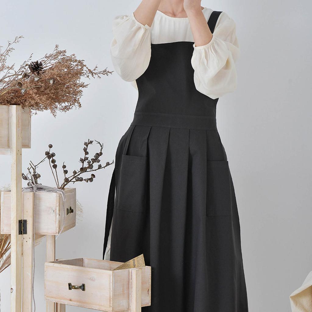Chefs Apron Adjustable Kitchen Cooking Apron with Pockets Lovely Apron Dress Pinafore for Baking Gardening Painting