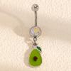 Stylish Fruit & Flower Enamel Belly Button Ring with Rhinestones - Cute Stainless Steel Piercing Accessory for Girls