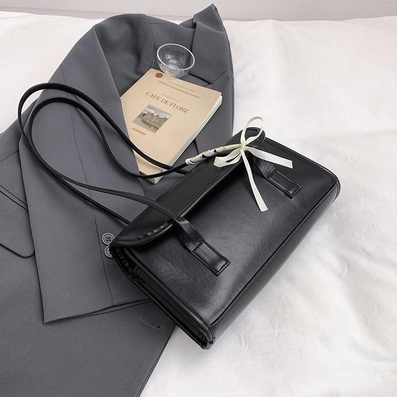 New Ballet Style Bow Strap One Shoulder Baguette Bag Premium Versatile Portable Underarm Bag Women