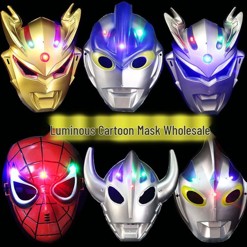 Neue leuchtende alte japanische Stil Halbgesichts Kinder Anime Fuchsmaske für Halloween