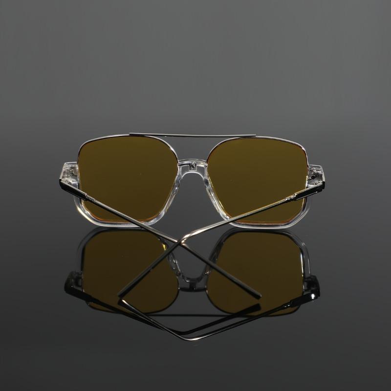 Non-polarized Men's Elegant Semi-Rimless Metal Fashion Sunglasses - Trendy Double Bridge Half Frame Design