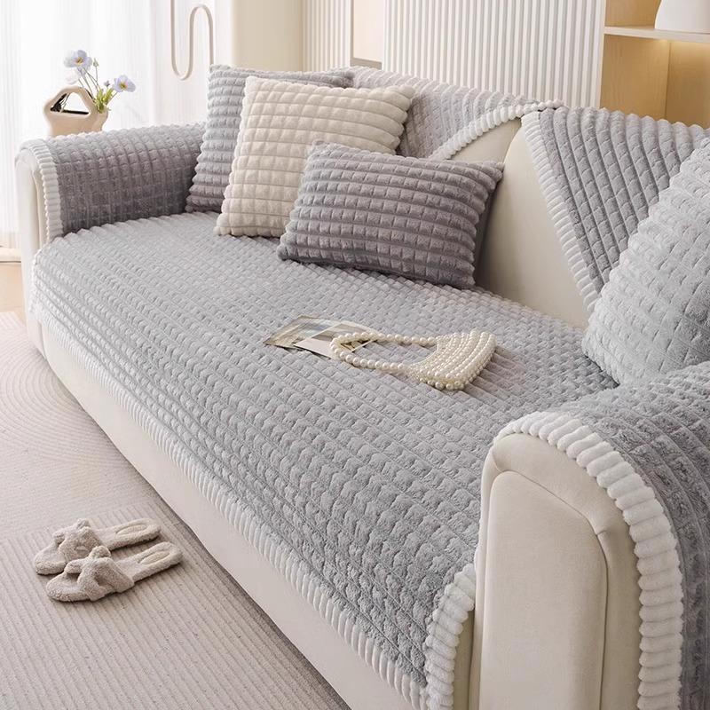 Îngroșați pernă de canapea de flanel în carouri Pernă de canapea anti-alunecare Sufragerie de toamnă iarnă Husă de canapea Cotiera spătar prosop