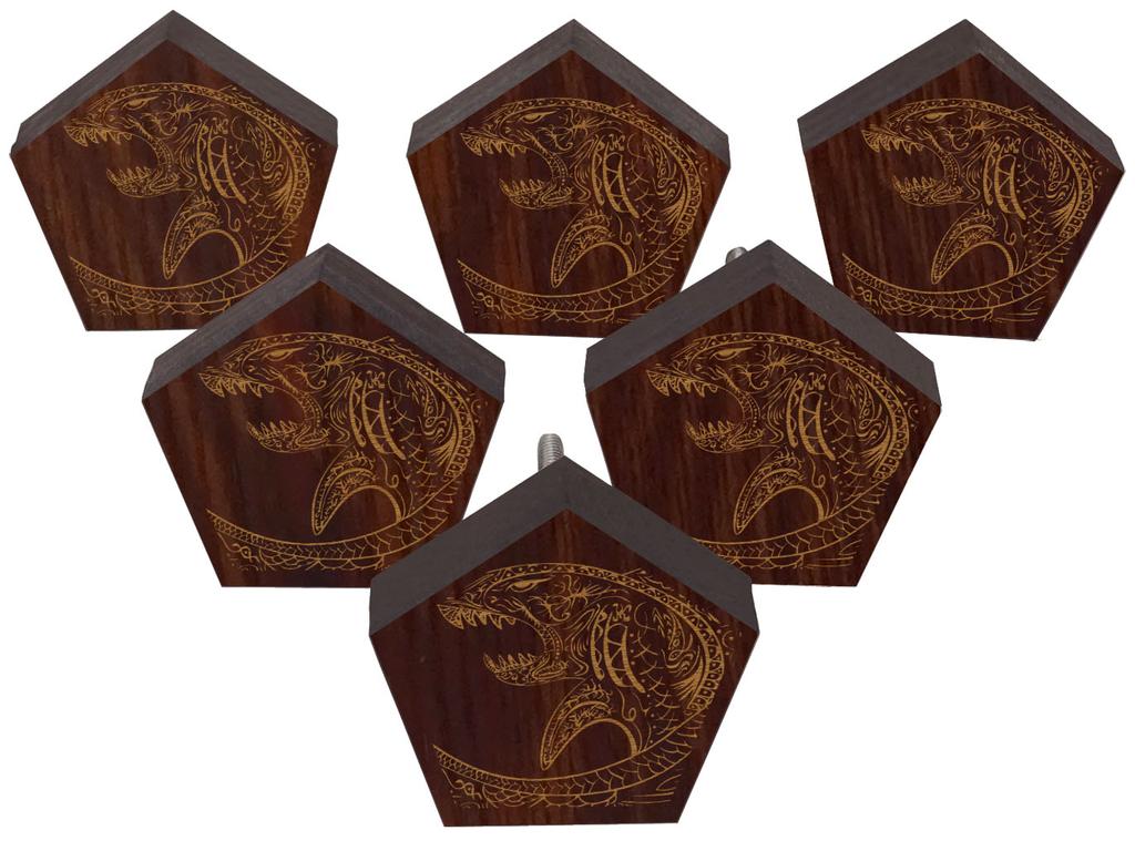 IBA Indianbeautifulart Braun Gravierte Knöpfe Holz Kleiderschrank Knöpfe Schrank Schubladengriff 10